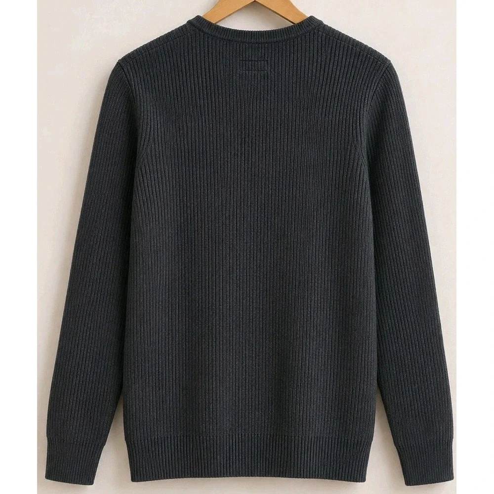 AllSaints Ribbed Zip Cardigan Mens XS Dark Gray Wool Blend Sweater Full Zip